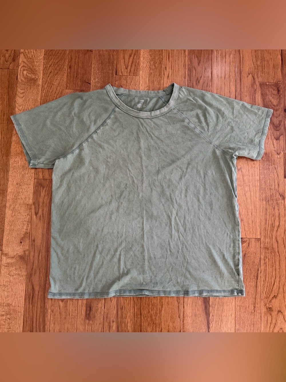aerie Men's Olive Short Sleeve Distressed Crewneck Tee